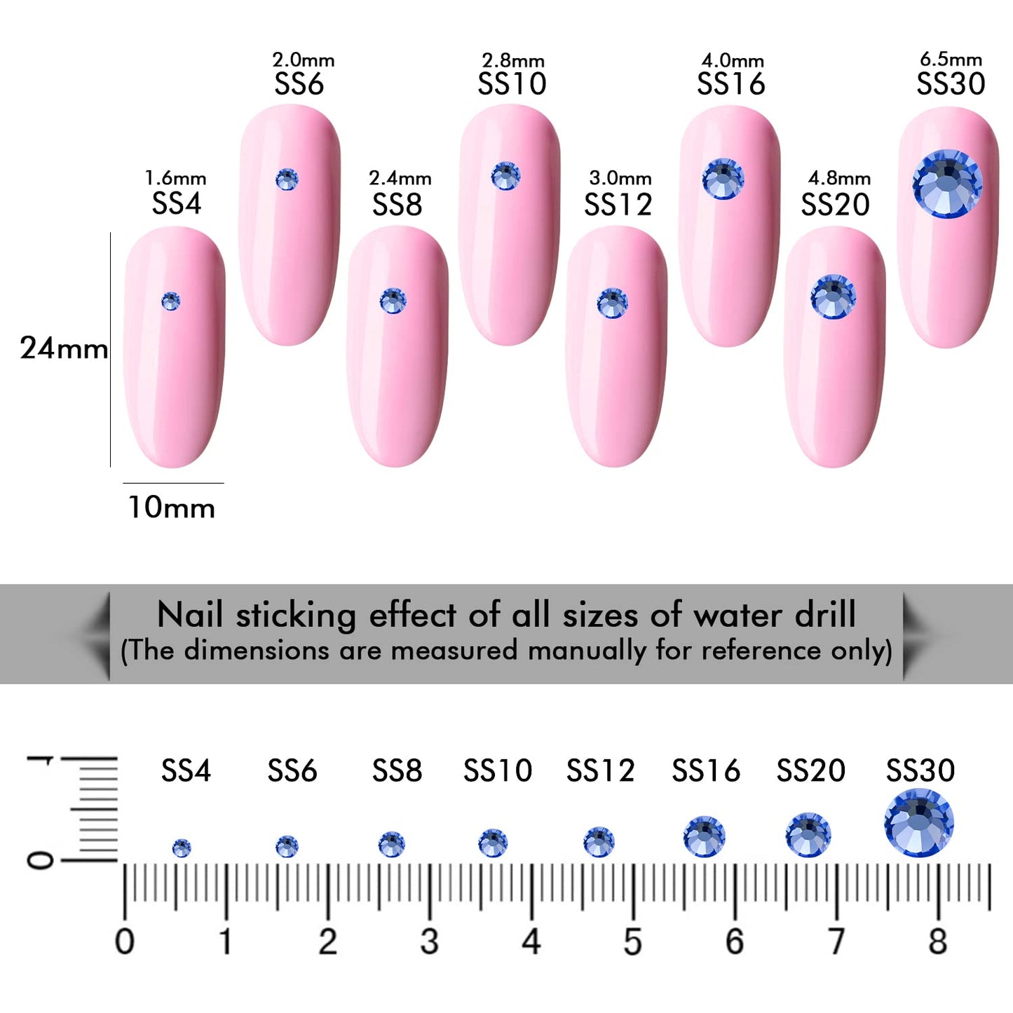 1440Pcs Light Blue Crystal Rhinestones,Glass Flatback Rhinestones Gemstones Small for Nail Face Makeup Art Crafts Clothes Decoration - (SS4,1.6mm,Light Blue)