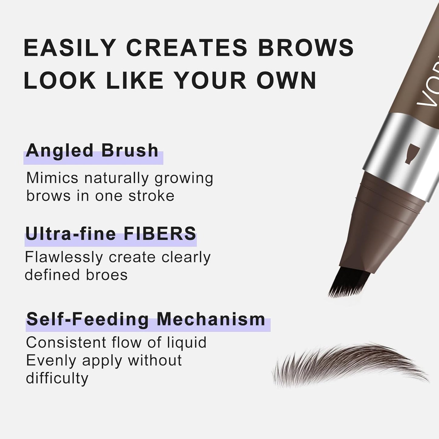 Quik Eyebrow Pen, Microblading Eyebrow Pencil, Brow-Fection Angled Brush Upgraded Dip, Long Lasting Smudge Proof, Easy to Color, Brown