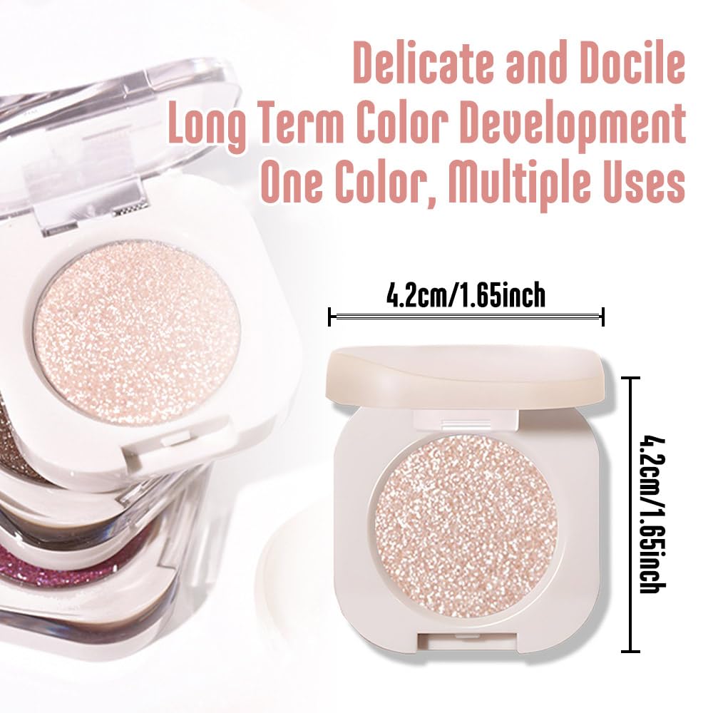 2Pcs Single Color Glitter Eyeshadow, Light Monochrome Pressed Glitter Matte Shimmer Eyeshadow, Talc-Free, Paraben-Free, Cruelty-Free, Lightweight Long-Lasting Single Eyeshadow Palette 10#+11#