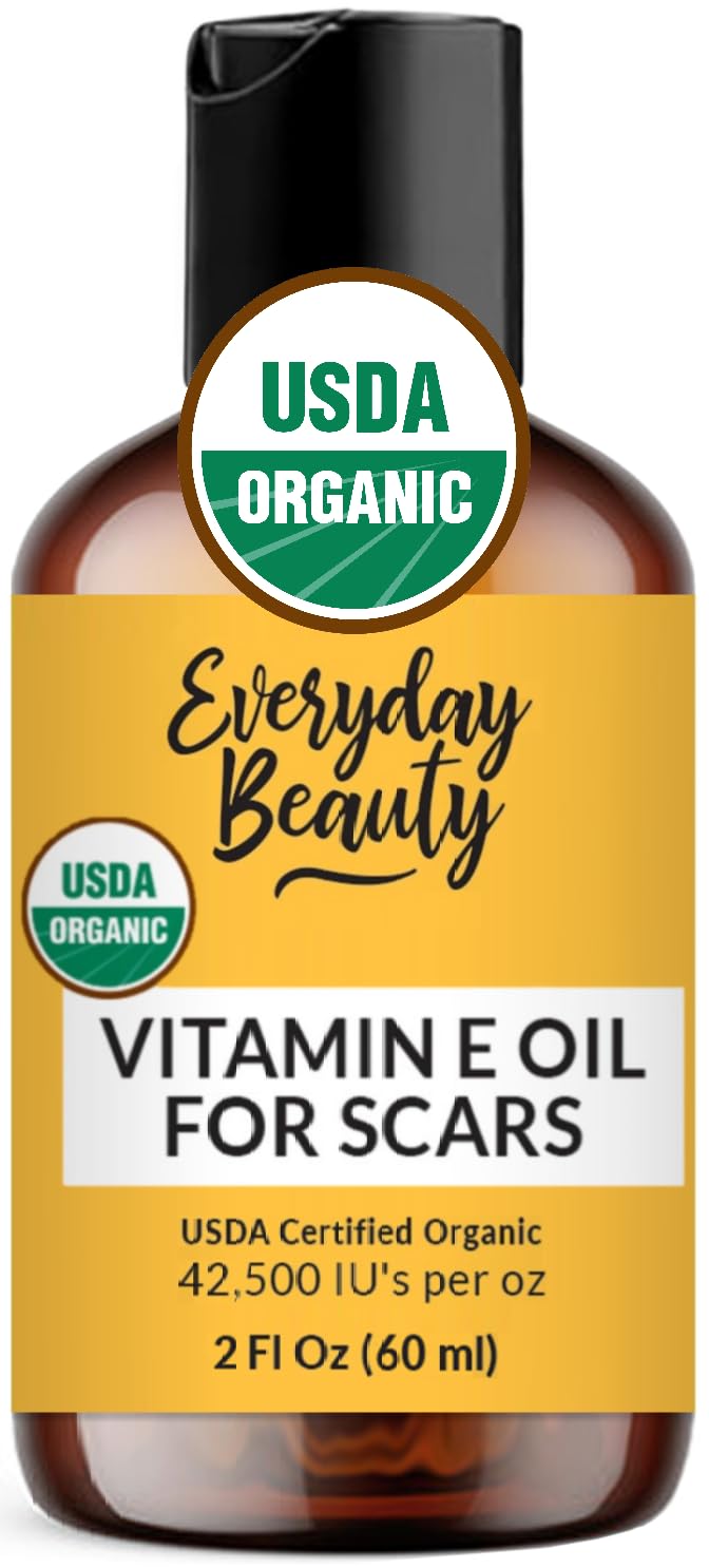 Organic Vitamin E Oil for Scars - All Natural & Vegan Skin Moisturizer 2oz - Light and Unscented Great for Scars After Surgery - Reduce Wrinkles, Anti Aging, Lighten Dark Spots - Face, Skin & All Over