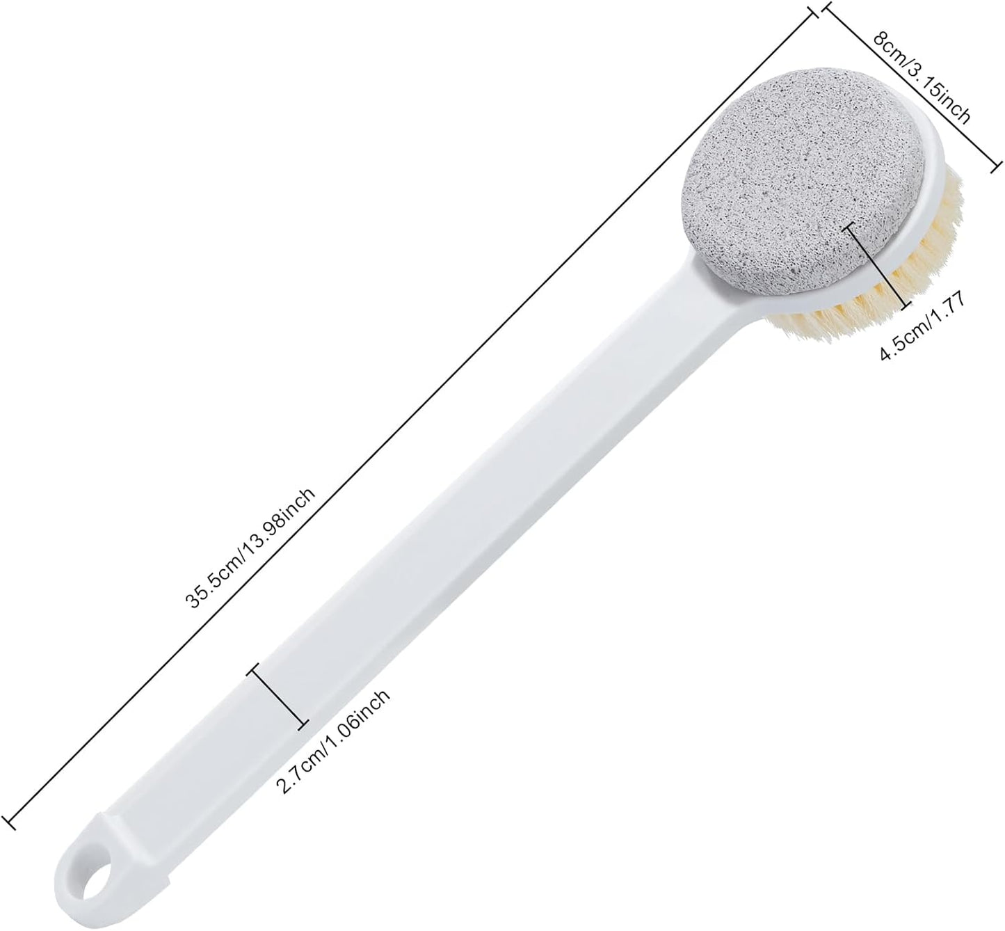 Pumice Stone for Feet with Long Handle (Double-Faced Straight White Handle, Count, 1.0)