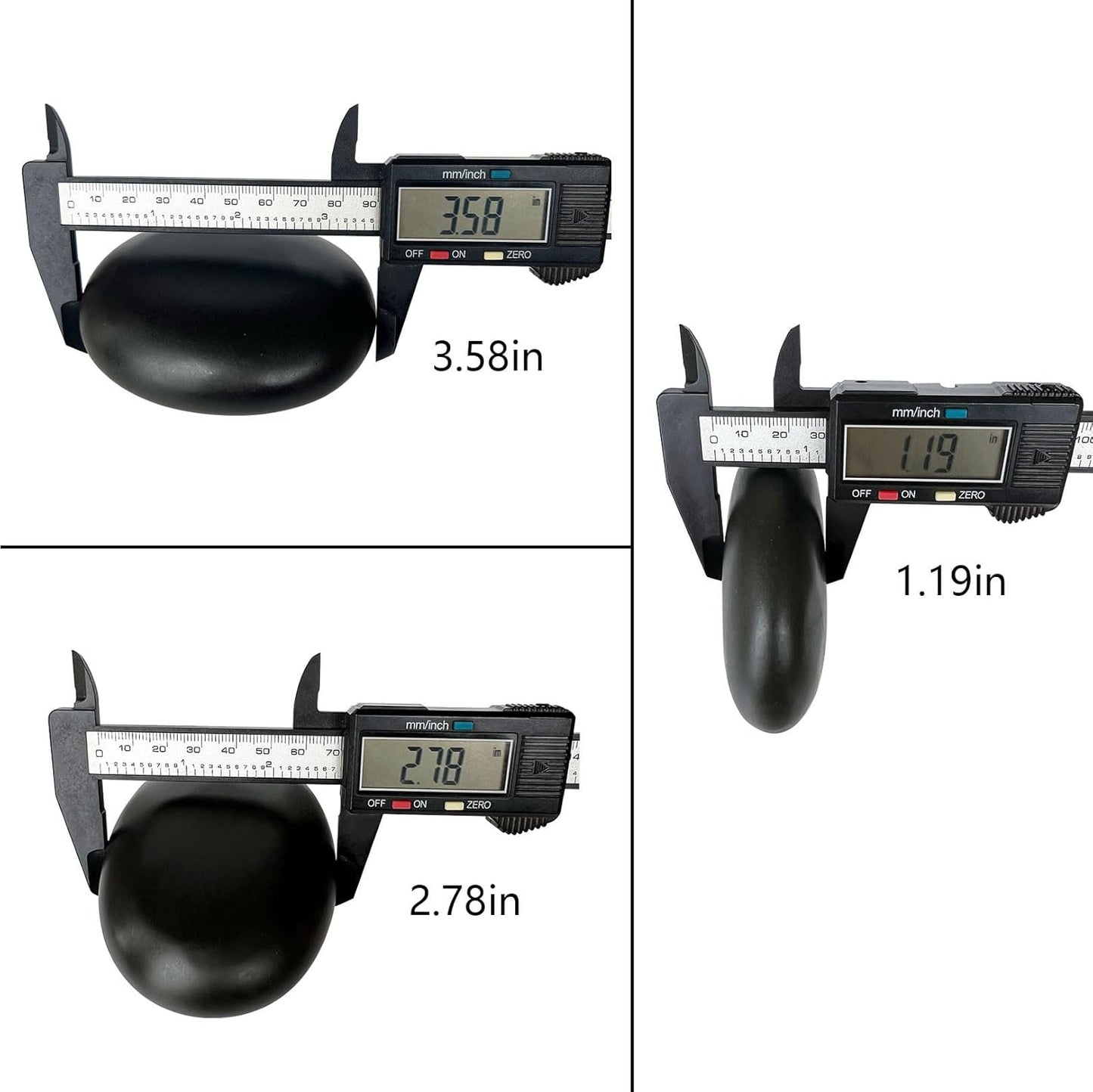 Hot Stone Massage, 3 Piece Set Large Oval Hot Stone 3.58x2.78x1.19 inches, Basalt Home spa, Relaxation, Massage Treatment (3PCS)