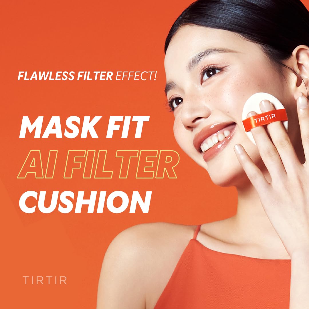 [*Mini Size*] TIRTIR Mask Fit Ai Filter Cushion Foundation | AI-Like Semi-Matte Finish - Up to 72-Hour Medium to Full Coverage Korean BB Cushion Make up Beauty, #11C Cool Rosy, 0.15 Fl Oz