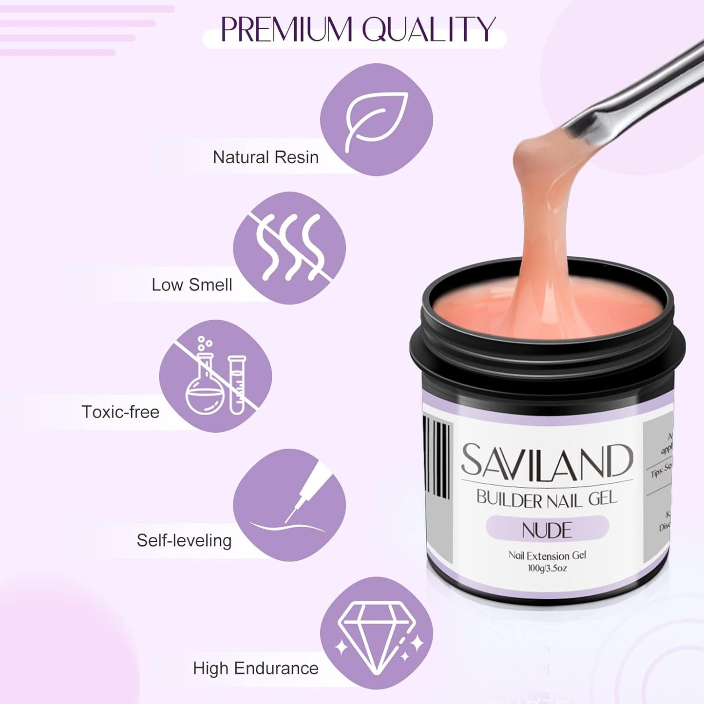 SAVILAND 100 g Builder Nail Gel U V - 3.5 oz Nude Color Hard Gel for Nails High-Capacity for Nail Extension Enhancement Strengthen U V Gel LED Repair Carving DIY Nail Art Manicure Set