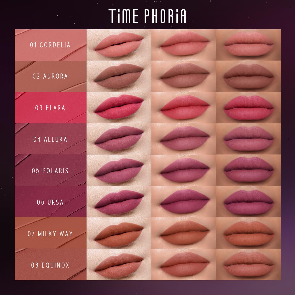 NEBULA VELVET LIP CREAM-Long Lasting Lip Stain, Waterproof and Transfer Proof Lip Tint, Matte Finish Lipstick, Smooth Out Lip Lines, Lightweight Lip Cream, High Coverage (08 EQUINOX)