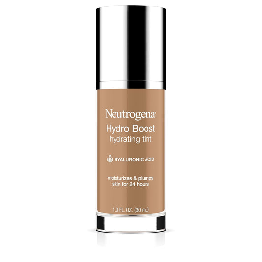 Neutrogena Hydro Boost Hydrating Tint Foundation Makeup for Dry Skin, with Hyaluronic Acid, Lightweight Oil-Free Water Gel, Non-Comedogenic, 105 Caramel Color 1.0 fl. oz