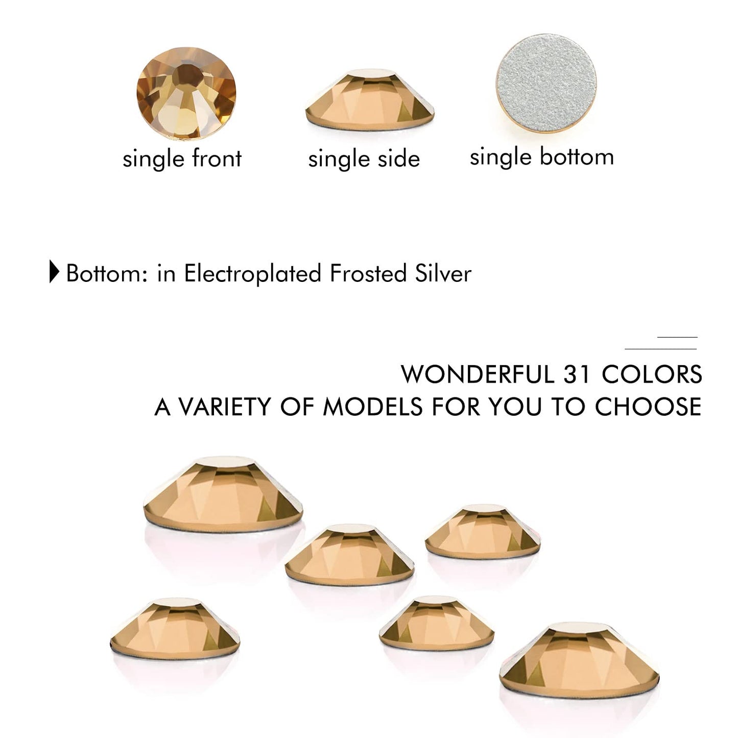 1440Pcs Topaz Crystal Rhinestones,Glass Flatback Rhinestones Gemstones Small for Nail Face Makeup Art Crafts Clothes Decoration -(SS8,2.4mm,Topaz)