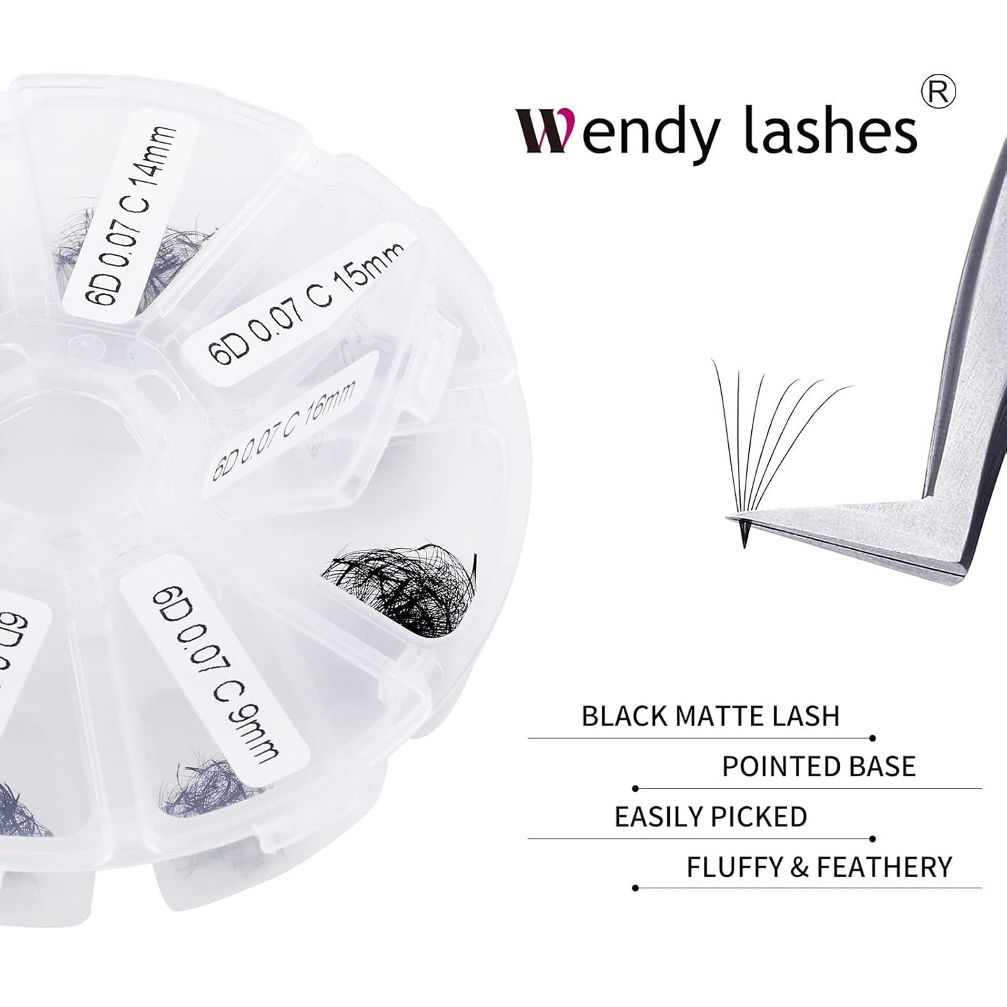 Pre-made Fans for Eyelash Extension 500+6D D Curl Handmade Loose Volume Lashes9-16mm