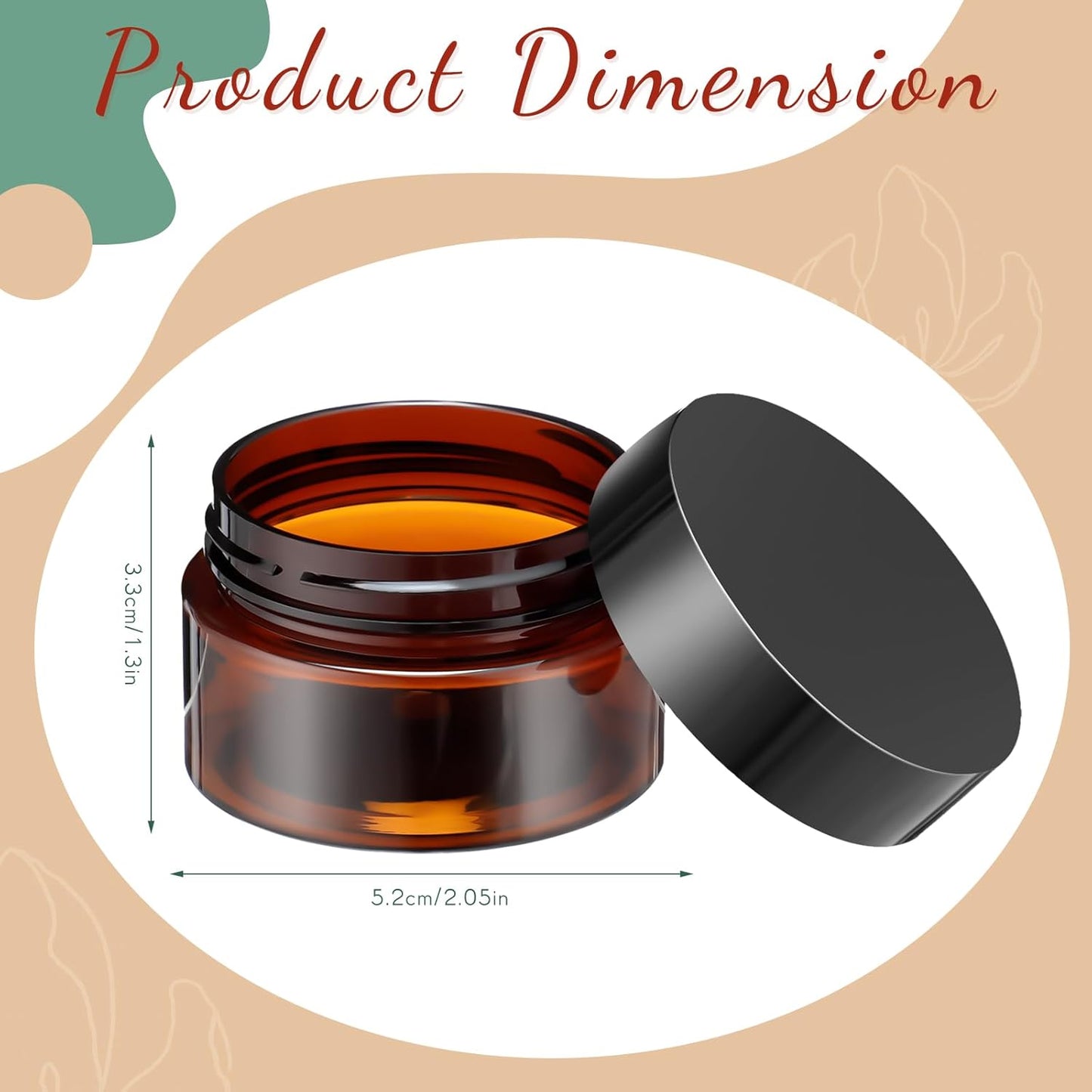 Patelai 4 Pieces Round Wide-mouth Leak Proof Plastic Container Jars with Lids for Travel Storage Makeup Beauty Products Face Creams Oils Salves Ointments DIY Making(1 Ounce,Amber)