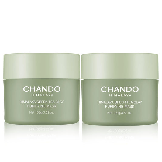 Purifying Green Tea Mask(2Pack), Natural Facial Clay Mask Deep Pore Cleansing with Green Tea Extract and Portulaca Extract, for Clogged Pores, Detoxifies & Balance Oil, 7 fl.oz