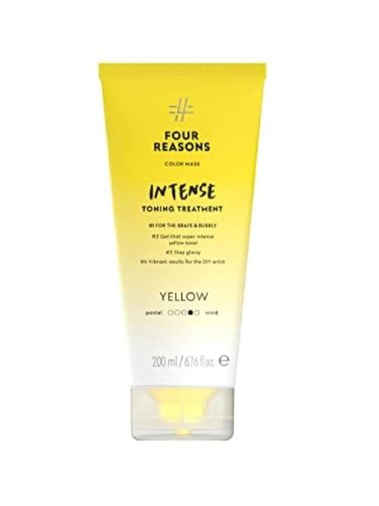 FOUR REASONS Color Mask INTENSE- Yellow – (27 Colors) Intensive Toning Treatment - Color Depositing Conditioner – Semi Permanent Hair Dye for Lightened and Colored Hair– 100% Vegan, 6.76 fl oz