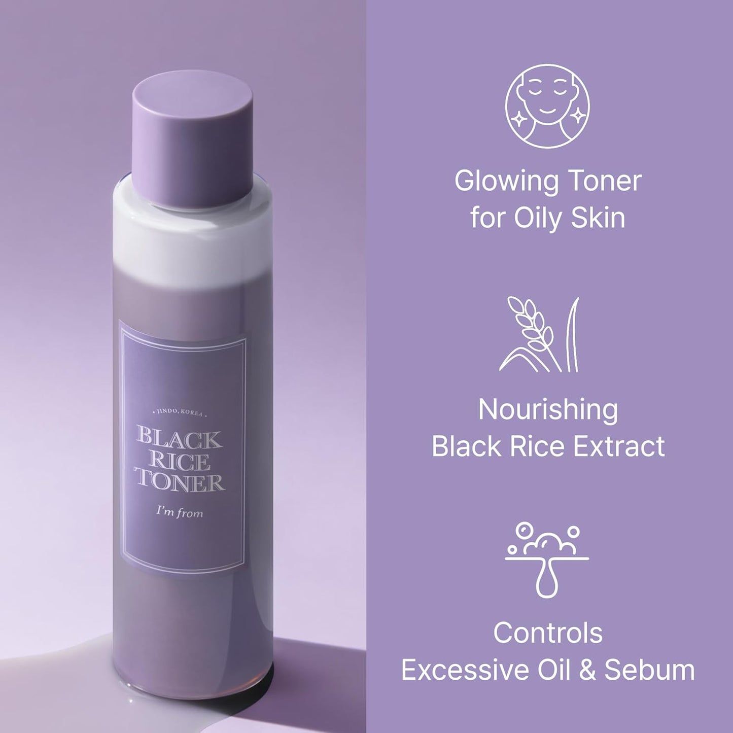 Miniature of Black Rice Toner for Oily Skin, Sebum Control Toner, Lightweight, Niacinamide, Panthenol, Fragrance Free, Korean Skin Care, 30ml, 1.01 fl.oz