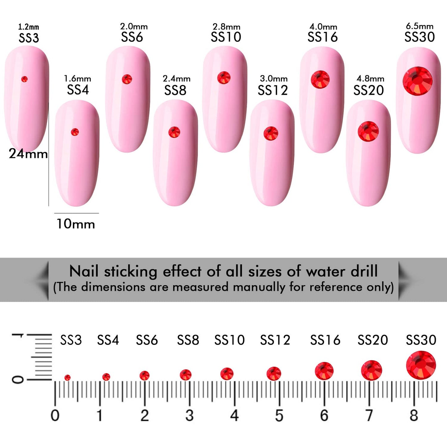 1440Pcs Siam Crystal Rhinestones,Glass Flatback Rhinestones Gemstones for Nail Face Makeup Art Crafts Clothes Decoration -(SS20,4.8mm,Siam)