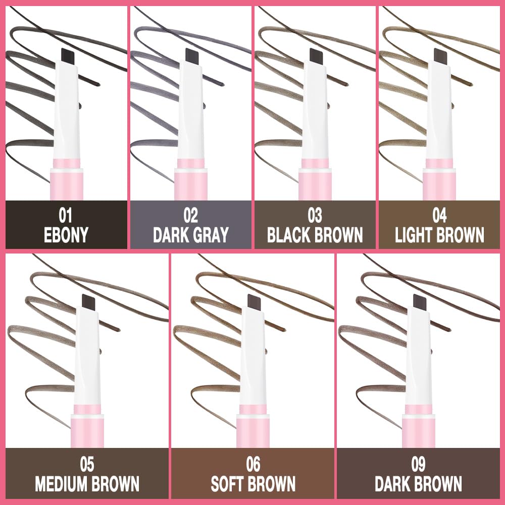 Waterproof Eyebrow Pencil, Professional Makeup Micro Brow Pencil, Double-ended ultra-fine eyebrow pencil, Ultra-Fine Mechanical Pencil (1, 02#Dark Gray)