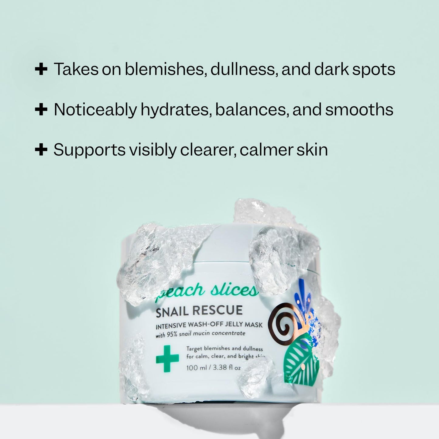 Peach Slices | Snail Rescue Intensive Treatment Wash-Off Face Mask | 95% Snail Mucin | For Dark Spots & Blemishes | Refreshing & Calming Mask | Clear, Radiant, & Hydrated Skin | Skin Care | 3.38 oz