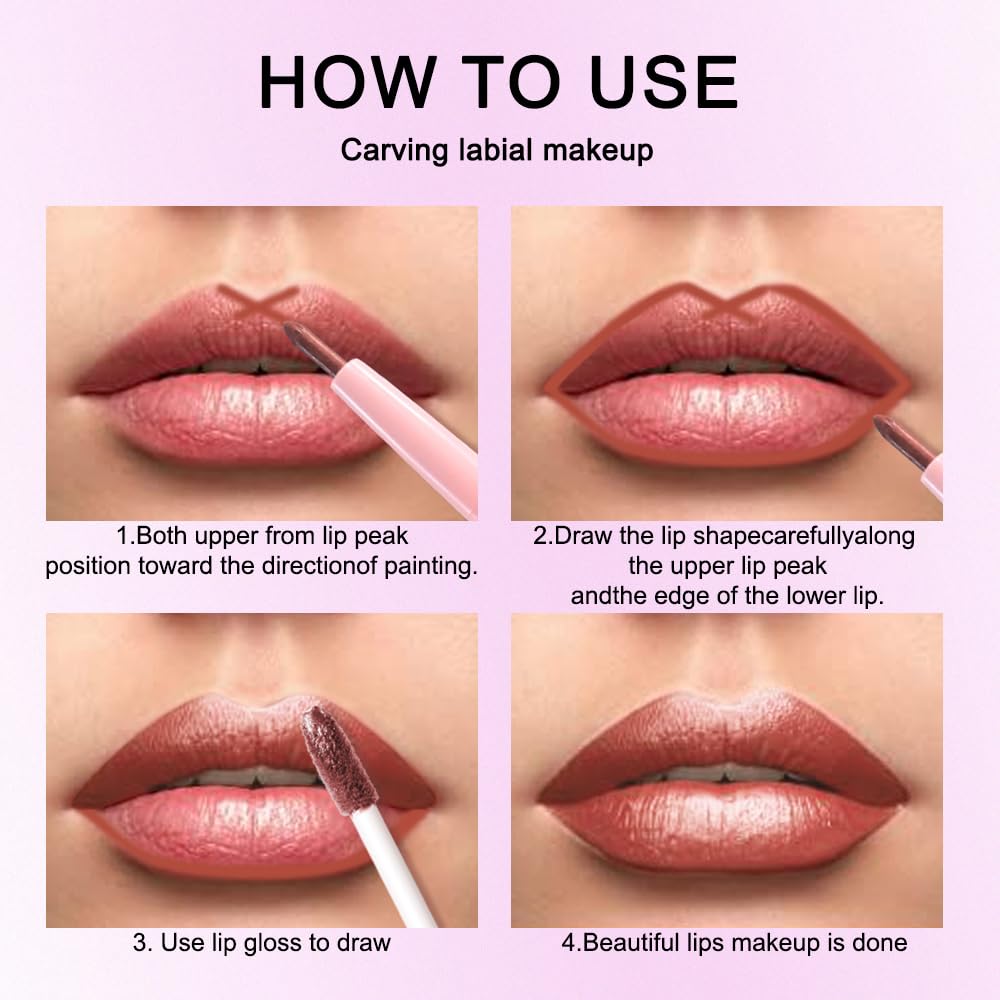 evpct Copper Metallic Glitter Lip Liner and Lipstick Combo Lip Gloss Stain Set Makeup for Women Long Lasting Waterproof 24, Bronze Gold Mocha Metallic Shimmer Frosted Iridescent Glossy Liquid Lipstick