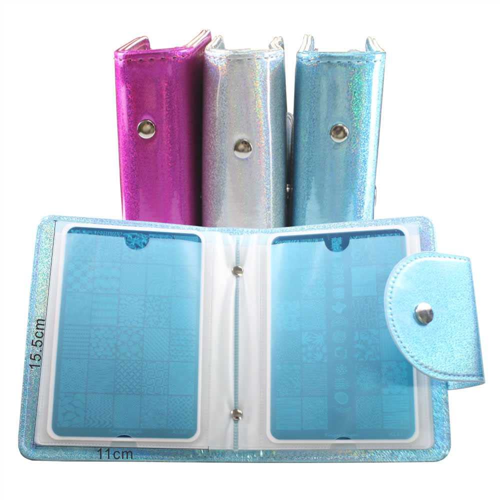Yigo 20 Slots Image Stamper Plate Collection Laser Color Nail Art Stamp Plate Stamping Plates Cases Stamp Nail Template Organzier for 9.5X14.5CM Size Nail Art Plates (A-Light Green)