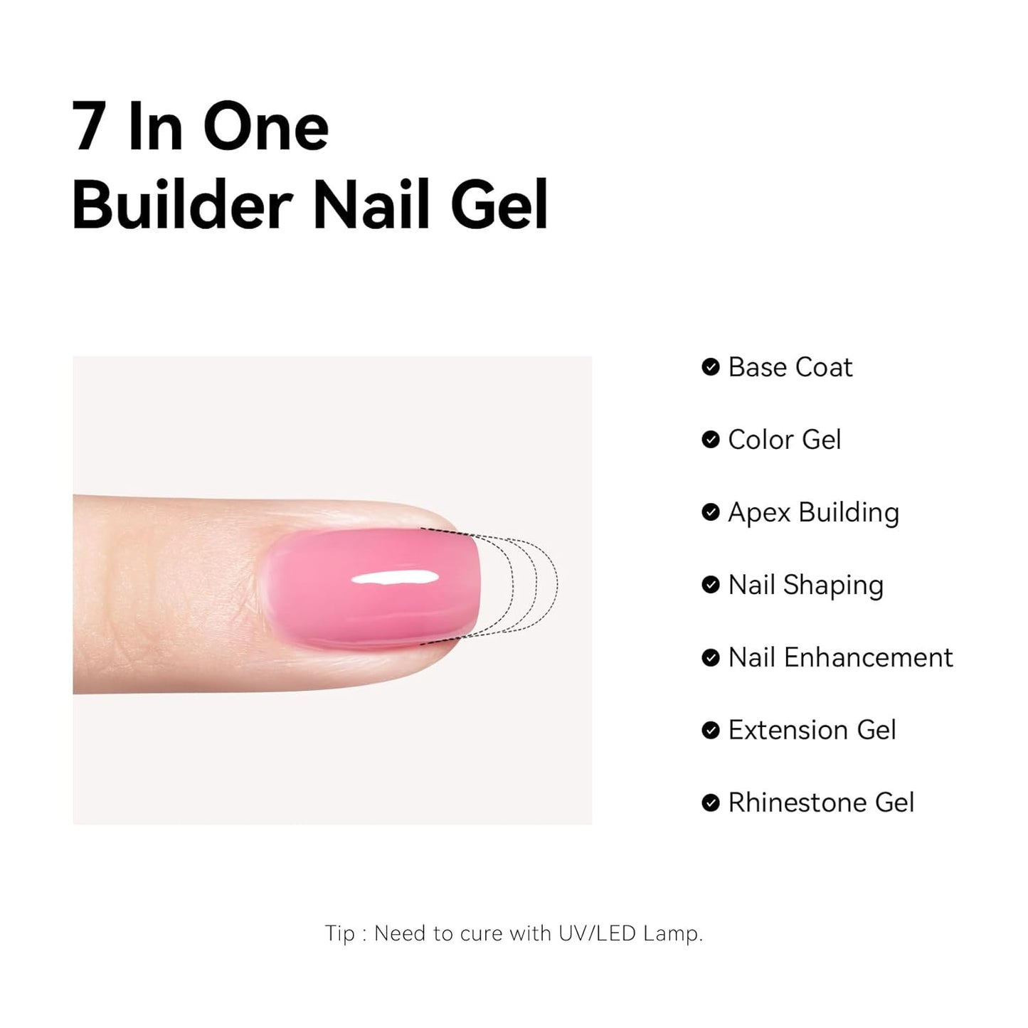 MAYCHAO Builder Gel for Nails 7 in 1 Nail Builder Strengthener Gel Nail Polish in a Bottle for DIY Home Salon Gifts