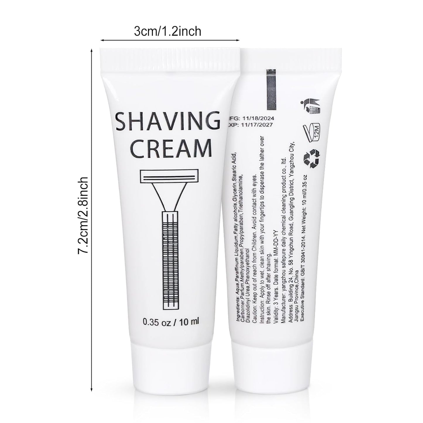 Pack of 150 Disposable Shaving Cream Bulk, Individually Wrapped, 10g/0.35 oz, Travel Size Hotel Toiletries Amenities