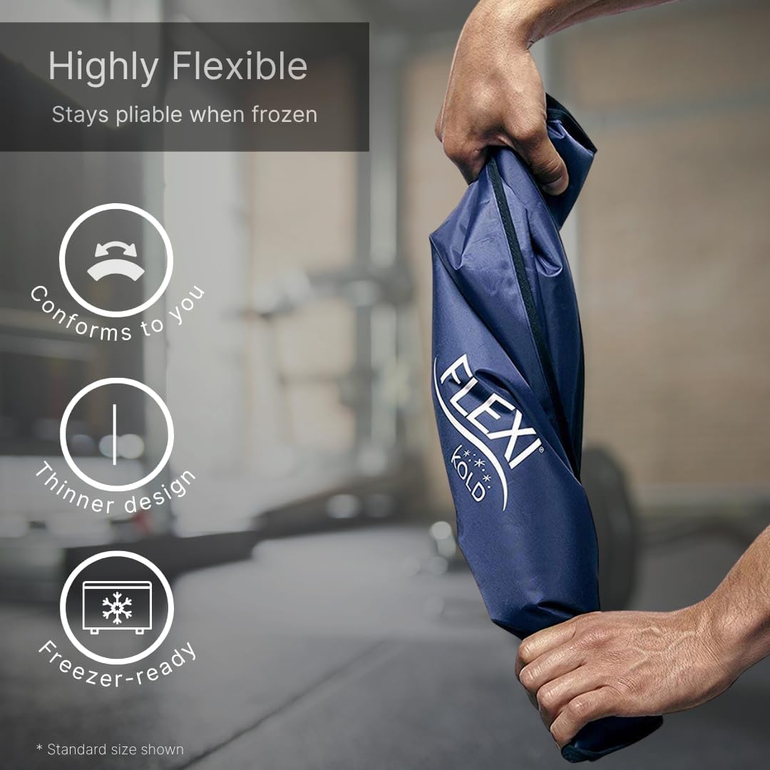 FlexiKold Gel Ice Packs (Standard Large: 10.5" x 14.5") for Injuries Reusable, Back Pain Relief, Knee Wrap, After Surgery, Ice Pack for Knee, Shoulder - 6300-COLD by NatraCure
