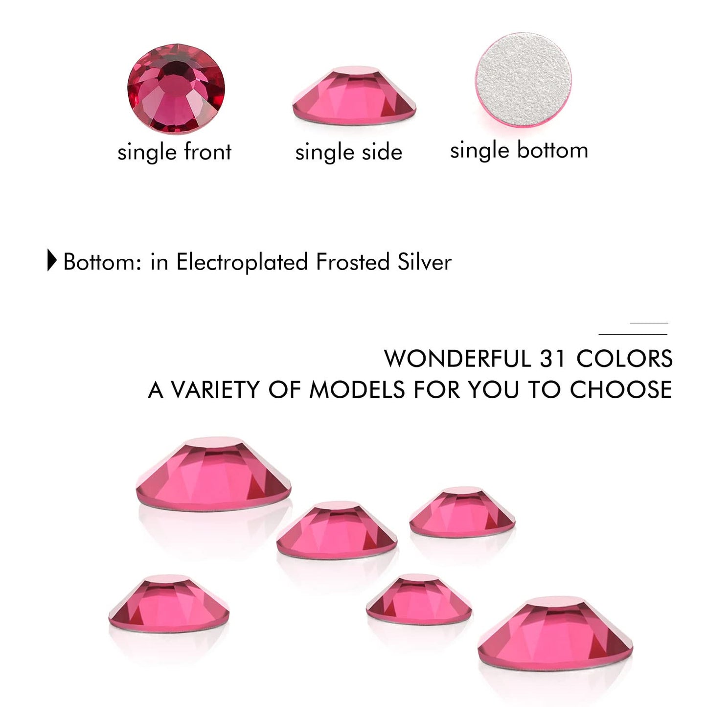 1440Pcs Rose Crystal Rhinestones,Glass Flatback Rhinestones Gemstones Small for Nail Face Makeup Art Crafts Clothes Decoration -(SS8,2.4mm,Rose)