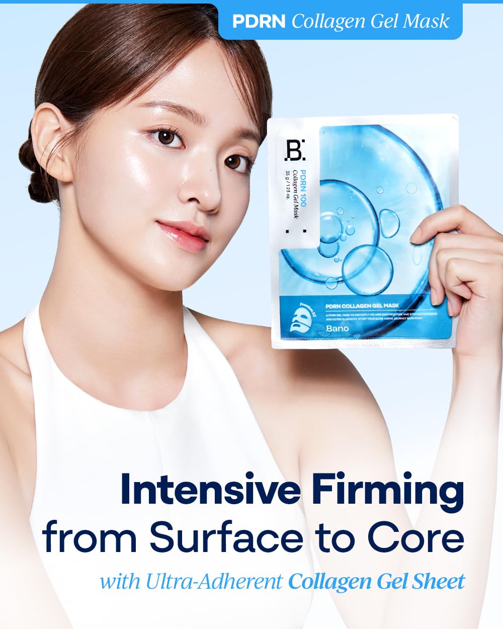 Bano PDRN Collagen Gel Mask - Korean Overnight Face Mask for Firming & Deep Hydrating | Biome PDRN for Skin Elasticity | Korean Skin Care for Sensitive Skin | Fragrance-Free |1.23 oz, 4EA