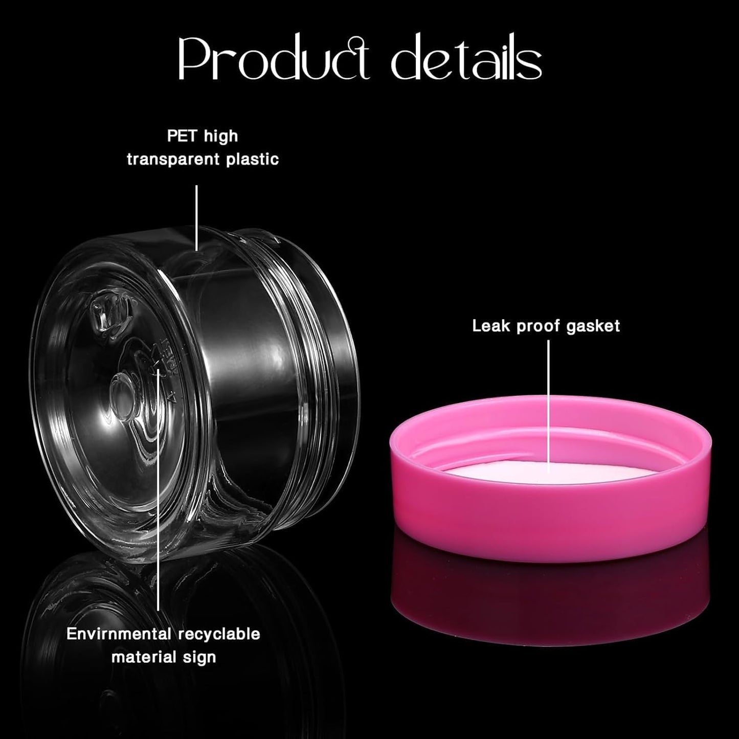 SATINIOR 36 Pieces 2 oz Plastic Jars with Lids Wide Mouth Airtight Reusable Container Acrylic Cosmetic Small Jars for Lotions Ointments Travel Toiletries Creams Make up Storage(Pink)