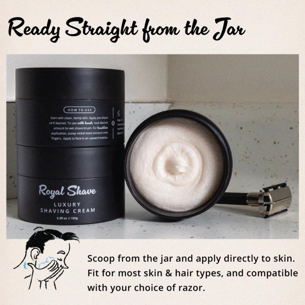 Luxury Shaving Cream for Men by Royal Shave, Rich, Soothing, Moisturizing, Hydrating & Nourishing Cream for Smooth, Close Shave (Made in UK) Sandalwood