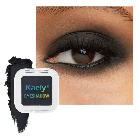 Buildable Matte Eyeshadow Makeup Palette Single - Black Shades | Creamy Pressed Powder for Easy Blending | Mini Travel Palette for Women | Everyday Natural Eye Makeup