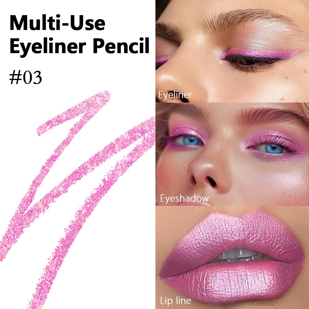 Kaely Gel Eyeliner Pencil for Women, Pearl Pink Eye Liner Waterproof Smudge Proof with Sharpener, Waterline Eye Makeup Liners, delineador de ojos contra el agua, Vegan & Cruelty-Free, 03