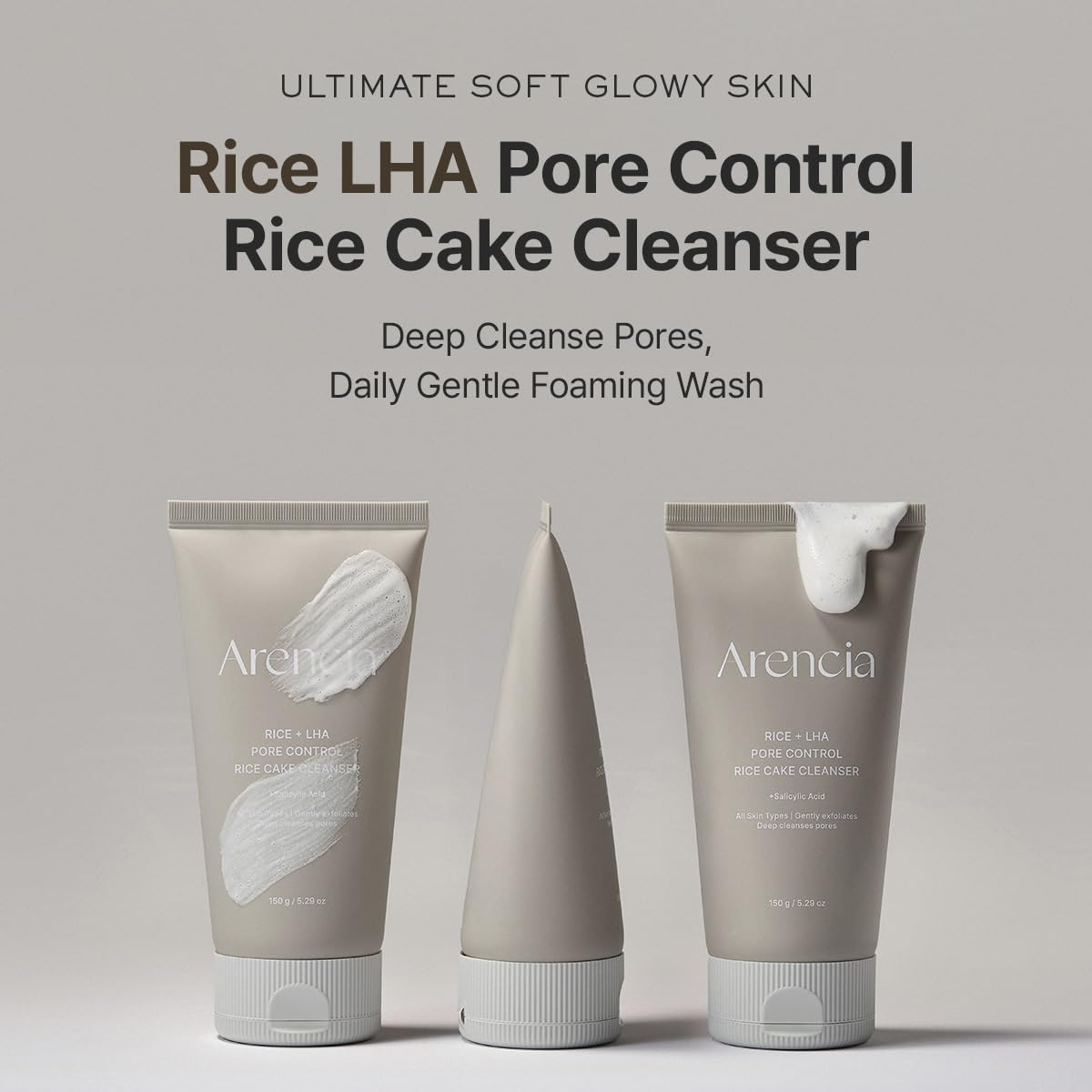 Rice + LHA Pore Control Rice Cake Cleanser with Salicylic Acid - Deep Cleansing, Gentel Exfoliation, All skin types, 5.29 oz