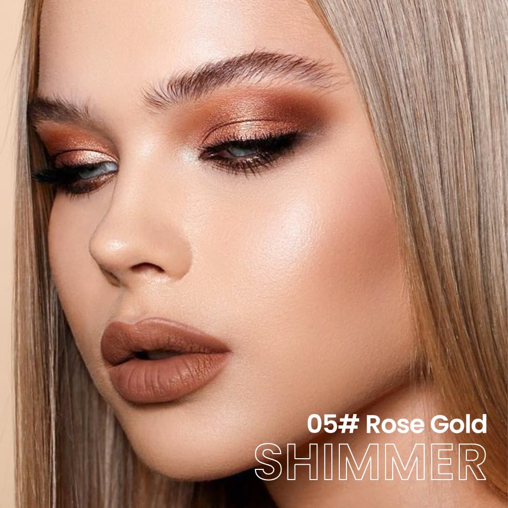 evpct Bronze Gold Shimmer Cream Eye Shadow Brightener Sticks Set for Eyes, Bronze Gold Shimmery Matte Pencil Eye shadow Applicator Stick Pen Palette Makeup Waterproof sombras en crema para ojos 05#