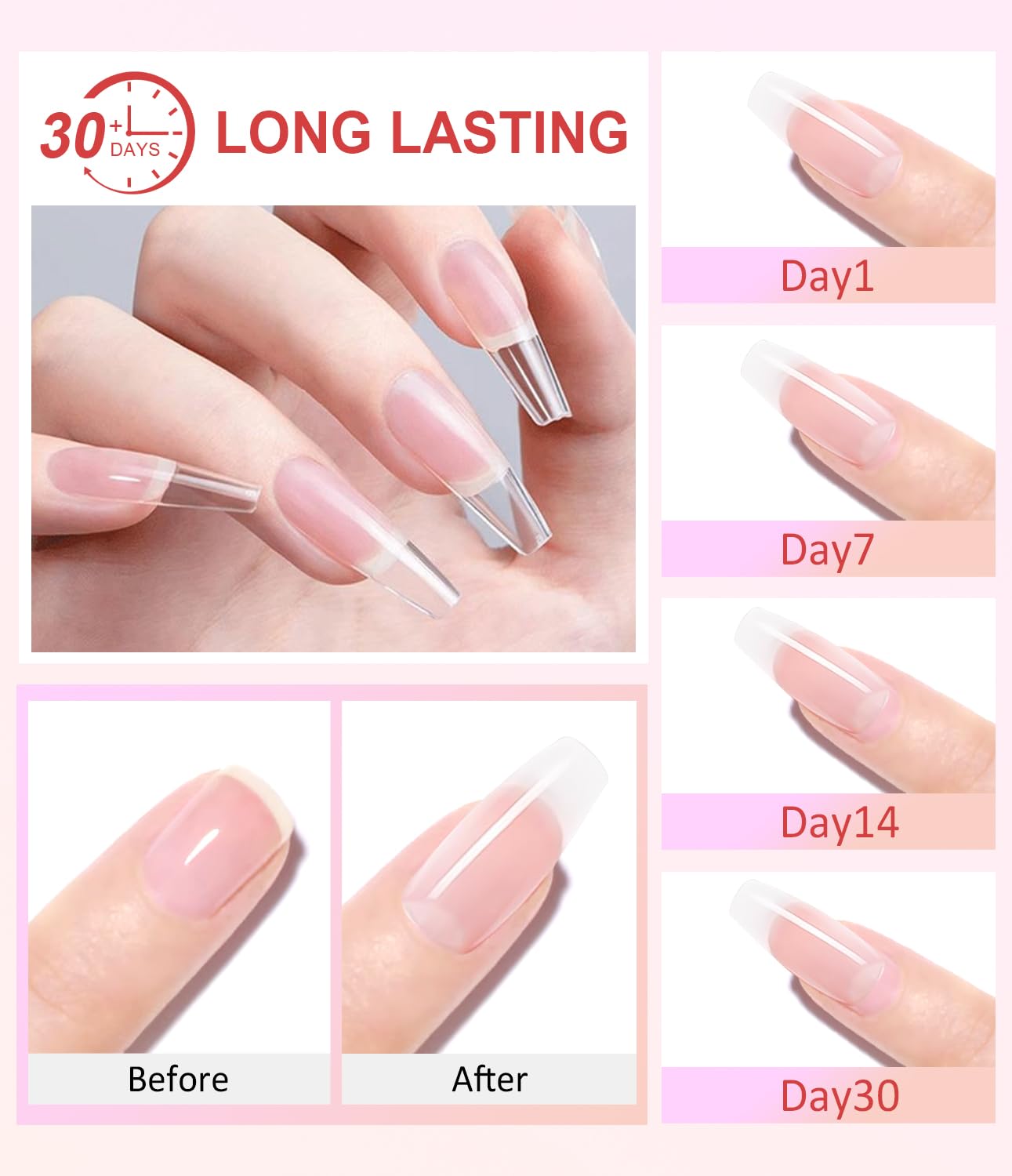 Solid Sculpting Builder Gel LEDSUUEI - Clear Nail Extension Gel, Non-Sticky Hard Gel for Nails, Nail Strengthen 3D Molding Builder Nail Carving Glue Kit for Beginners 20g
