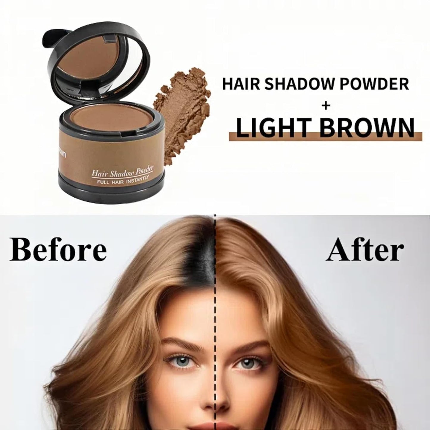Hairline Powder (Light Brown) Hair Root Dye, Instantly Color Shadow for Thin and Gray Hair Roots - 4g
