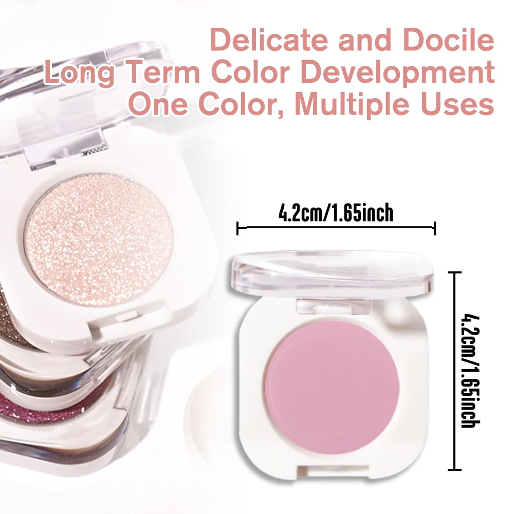 Light Peach Matte Eyeshadow Palette for Women, Single Monochrome Eye Shadow Makeup, Shiny Pressed Powder, Blendable Natural sombras para ojos, Holographic,Vegan,Travel -2
