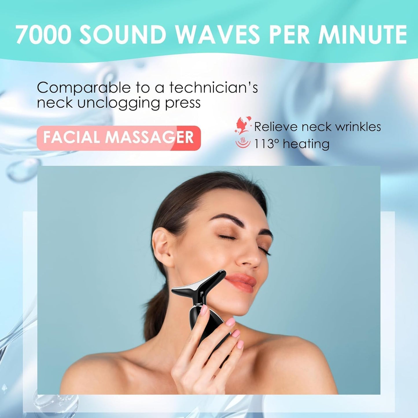 Facial Massager Red-Light-Therapy-for-Face and Neck, Face 𝖲 culpting Wand with 7 Color (Bright Black)