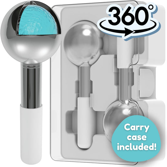 Eli with Love Ice Globes for Facials - 360 Rotating Unbreakable Steel Ice Globes with Carry Case - Professional Esthetician Supplies - Ice Roller for Face and Eyes - Ideal Skincare Tool (Pure White)
