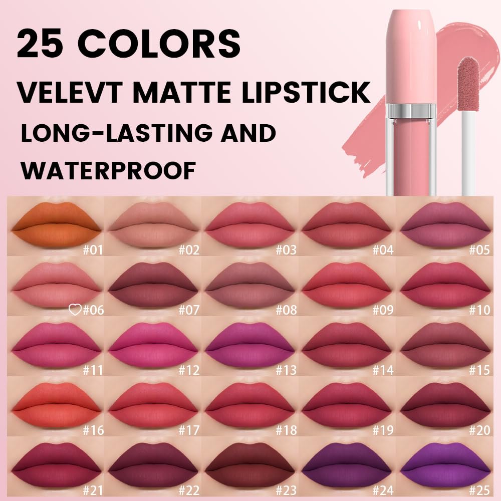 BINGBRUSH Super Matte Longwear No-Budge Stay On Smudge Proof Liquid Lipstick Long Lasting Makeup for Women,Highly Pigmented Color and Instant Shine, Cheeky