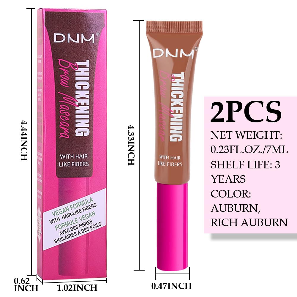 Tinted Thickening Brow Mascara,Brow Fast Sculpt,Waterproof, Transfer-proof, Brush to Fill in Eyebrows and Cover Gray Hairs - Cruelty Free (2pcs 03 Auburn &04 Rich Auburn)