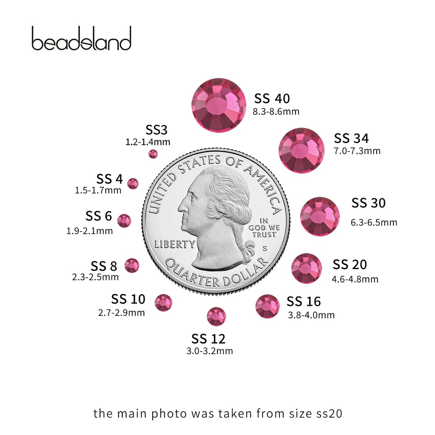 Beadsland 2880pcs Flat Back Crystal Rhinestones Round Gems for Nail Art and Craft Glue Fix,Rose,SS4,1.5-1.7mm