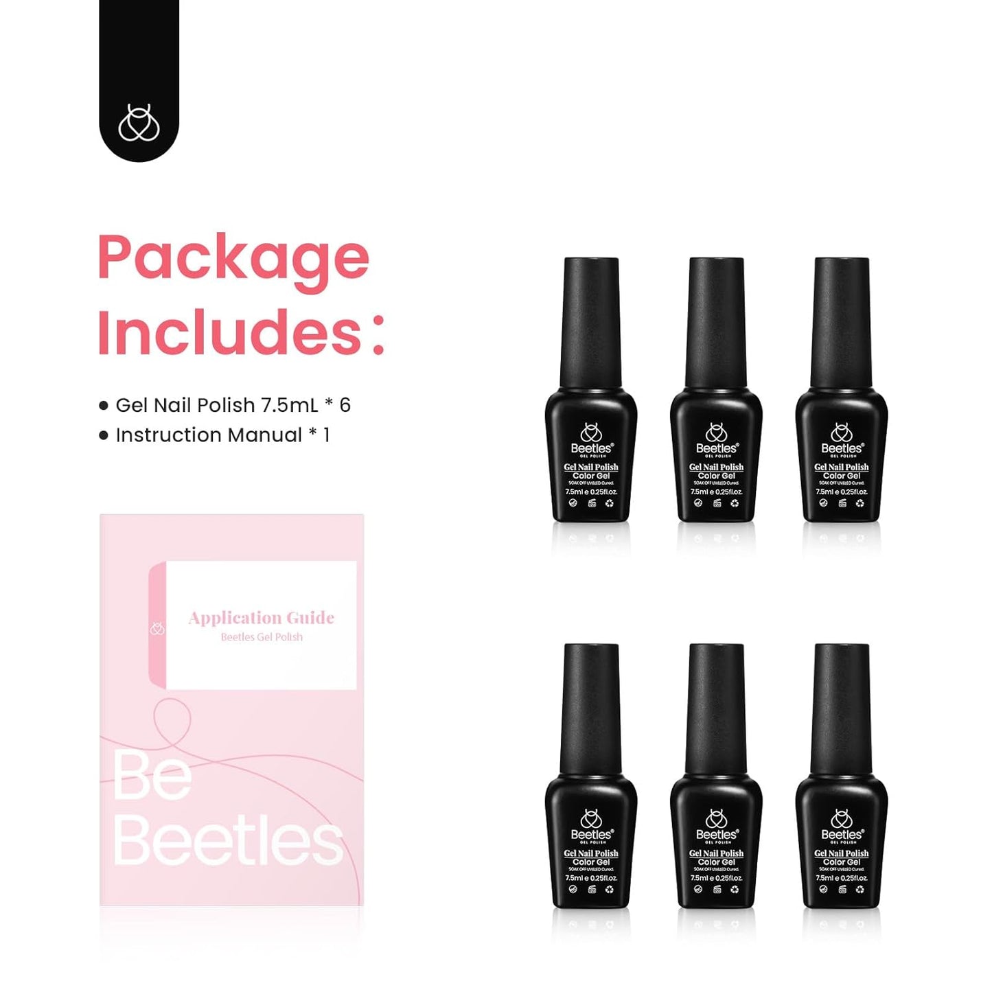 Beetles Fall Gel Nail Polish Set, 6 Colors Nude Brown Pink Milky White Glitter Gel Polish Set Soak Off Uv Led Lamp Manicure Gifts for Women