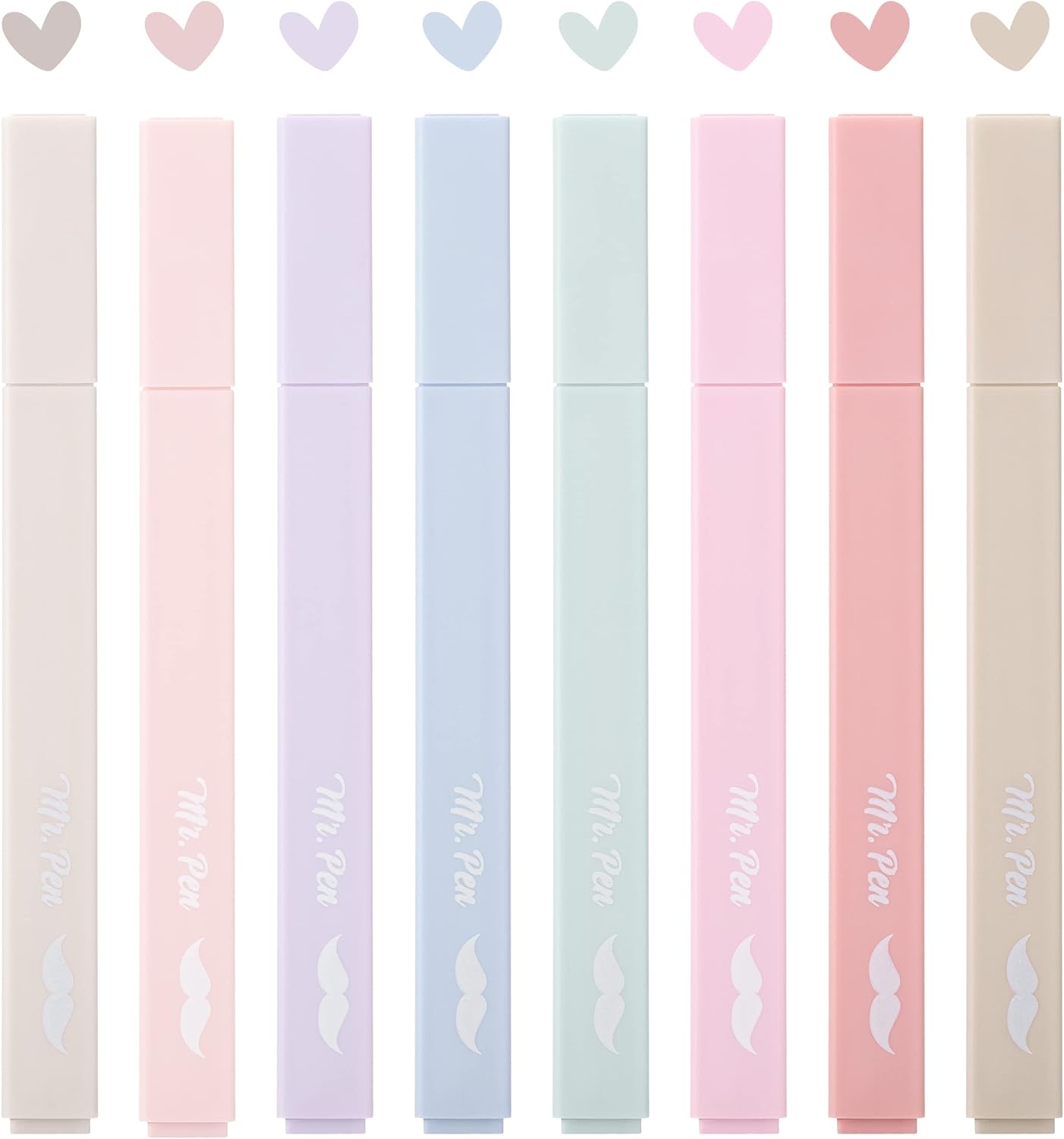 Mr. Pen- Aesthetic Highlighters, 8 Pcs, Chisel Tip, Muted Pastel Color, No Bleed Bible Highlighter Pastel, Highlighters Assorted Colors, Highlighter Set