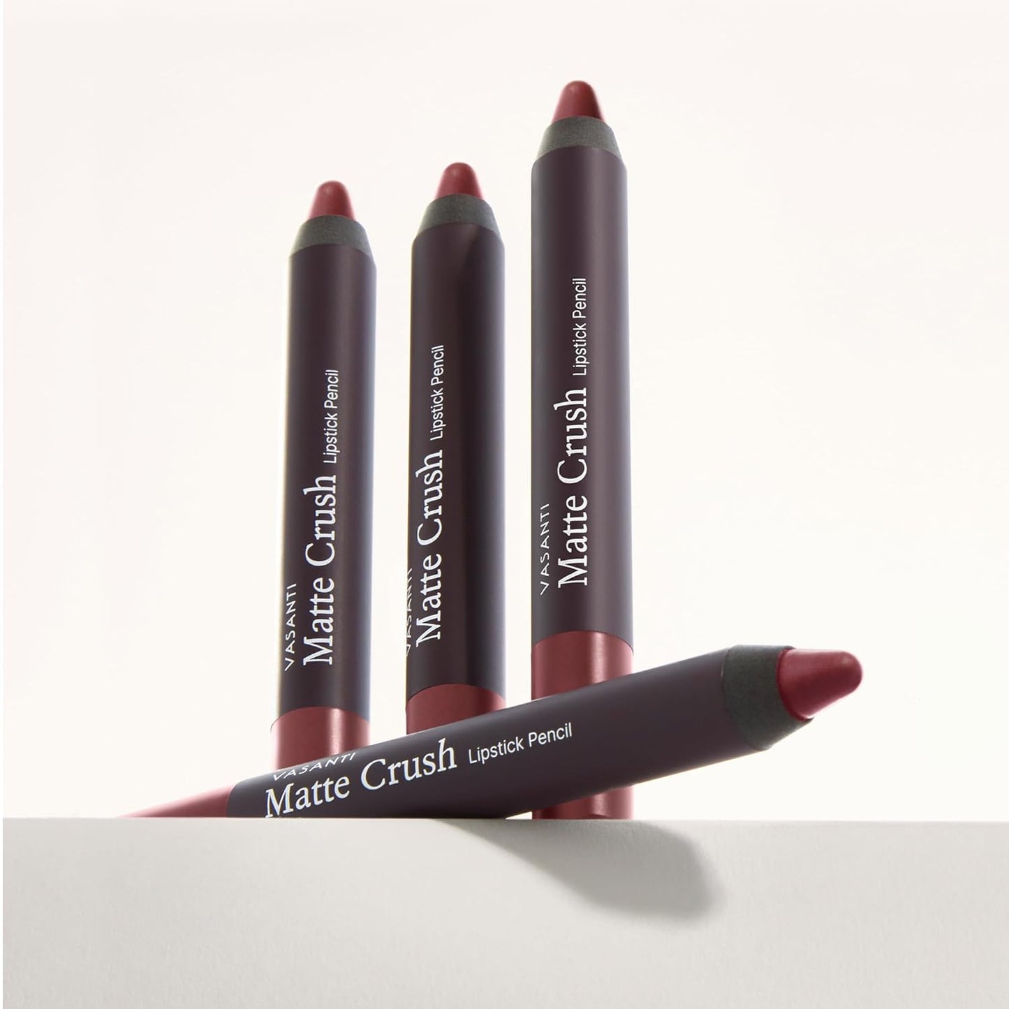 VASANTI Matte Crush Lipstick Pencil – Peachy Keen Natural Peach – Soft, Velvety Matte Finish, Waterproof, Smooth Application – Natural, Vegan, Paraben-Free Lip Color