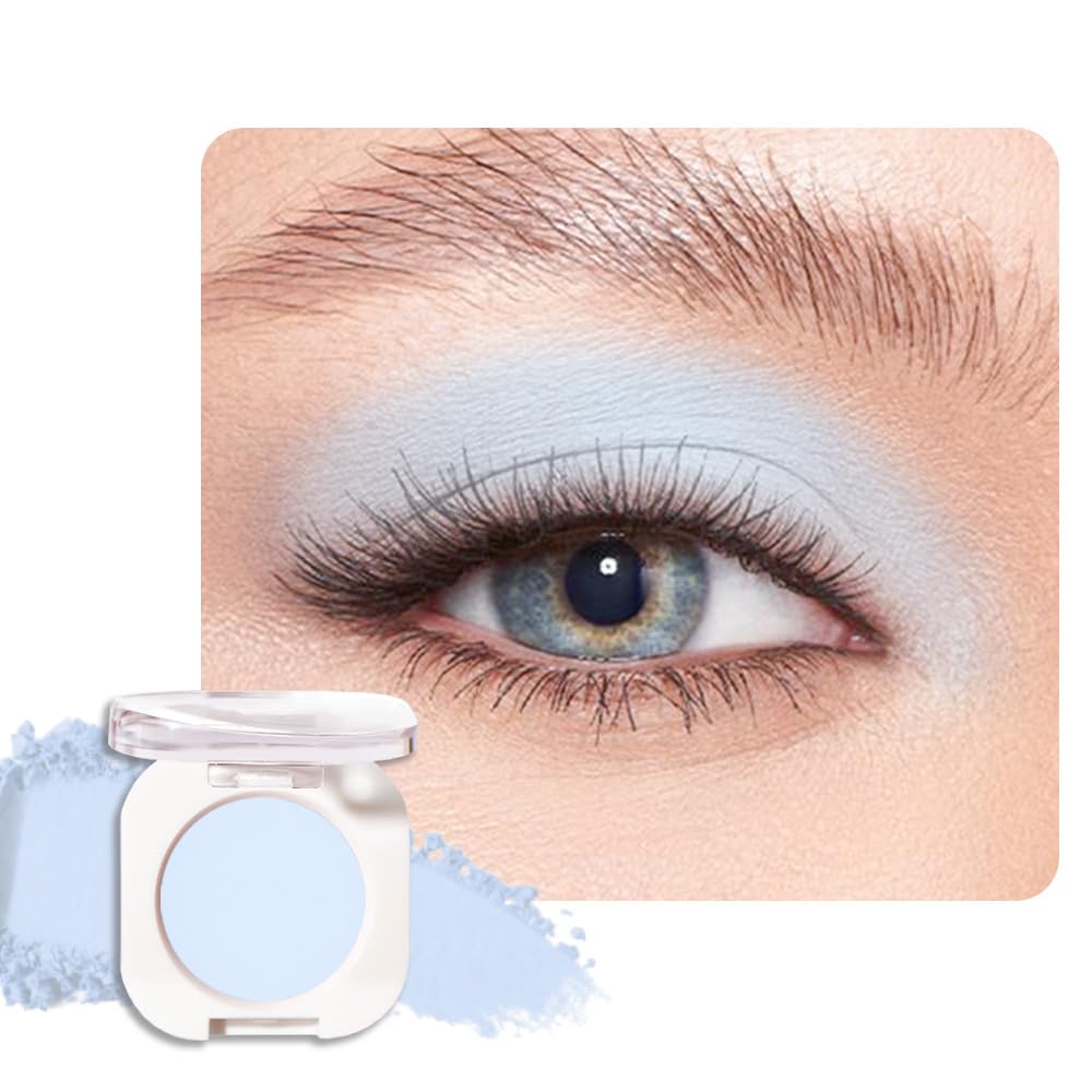 Single Matte Eye Shadow Palette Makeup, Light Blue Matte Eyeshadow for Women, Monochrome Eye Shadow Makeup, Pigmented Waterproof Sombras Para Ojos, Vegan, Talc, Paraben & Cruelty Free, 22