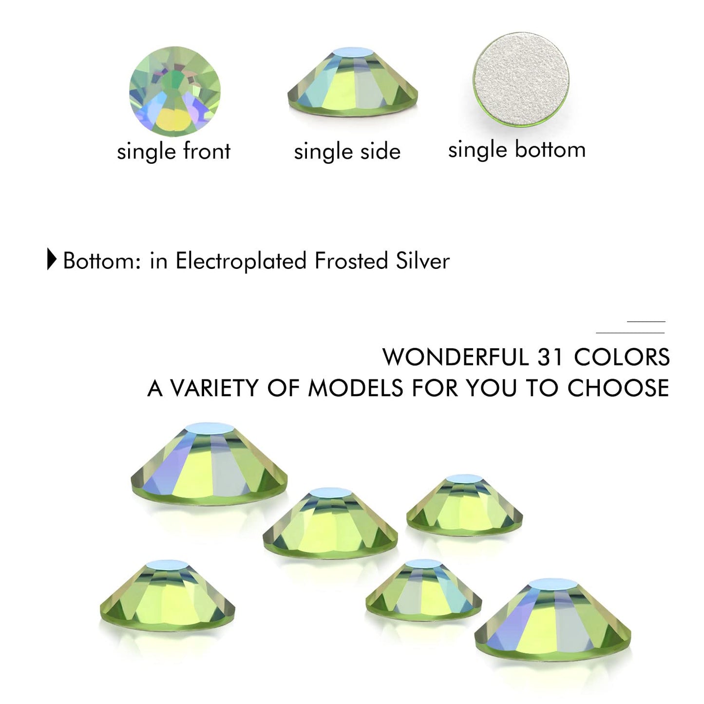 1440Pcs Light-green Ab Crystal Rhinestones,Glass Flatback Rhinestones Mini Gemstones for Nail Face Makeup Art Crafts Clothes Decoration-(SS6,2.0mm,Light-green Ab)