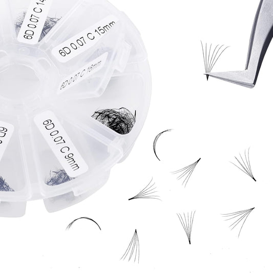 Premade Fans for Eyelash Extension: 6D, Wendy Lashes, Handmade Fans, Pre-made, For Lash-Artists, D, 9-16mm