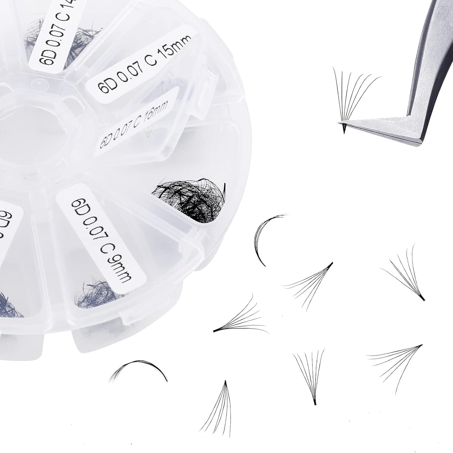 Pre-made Fans Eyelash Extension 500+6D Loose Volume Fans D Curl Premade Volume Fans 9-16mm