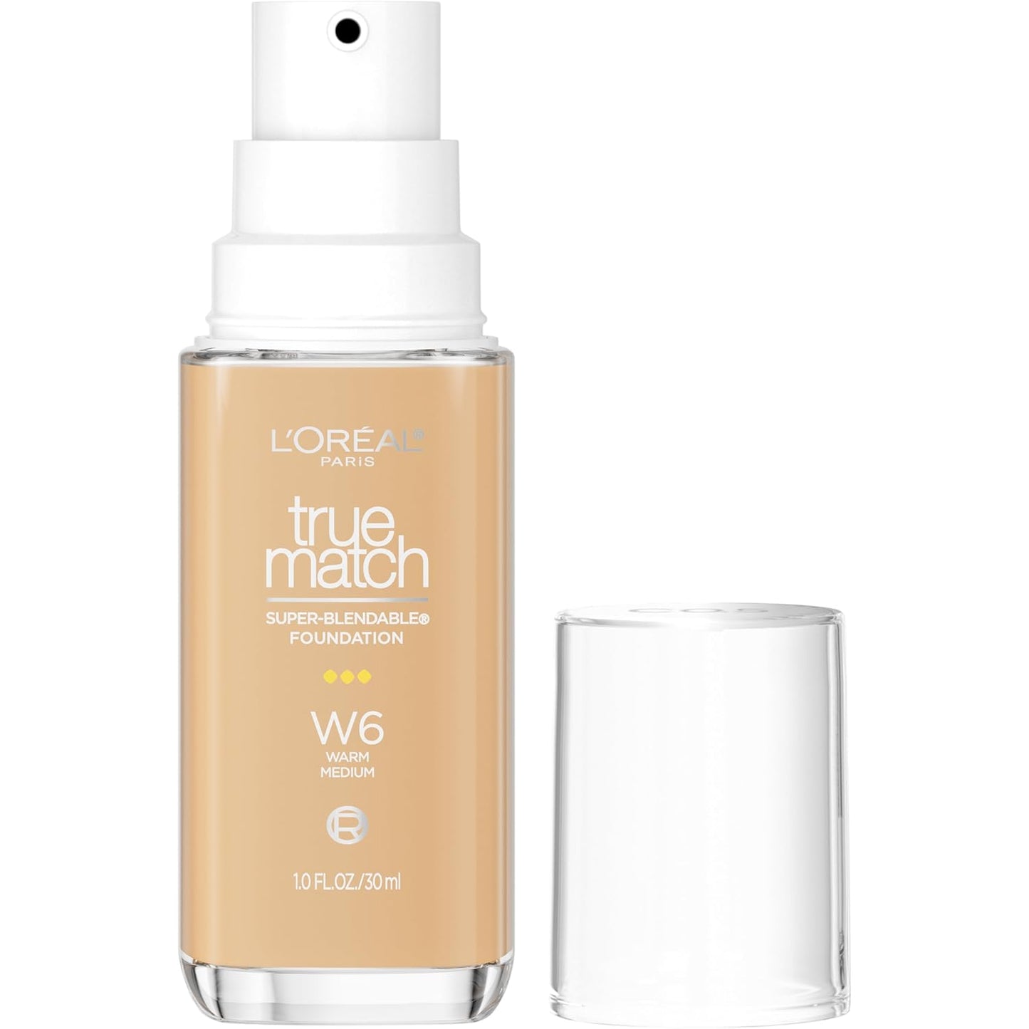L'Oreal Paris True Match Super-Blendable Foundation, Medium Coverage Liquid Foundation Makeup, W6, Medium, 1 Fl Oz