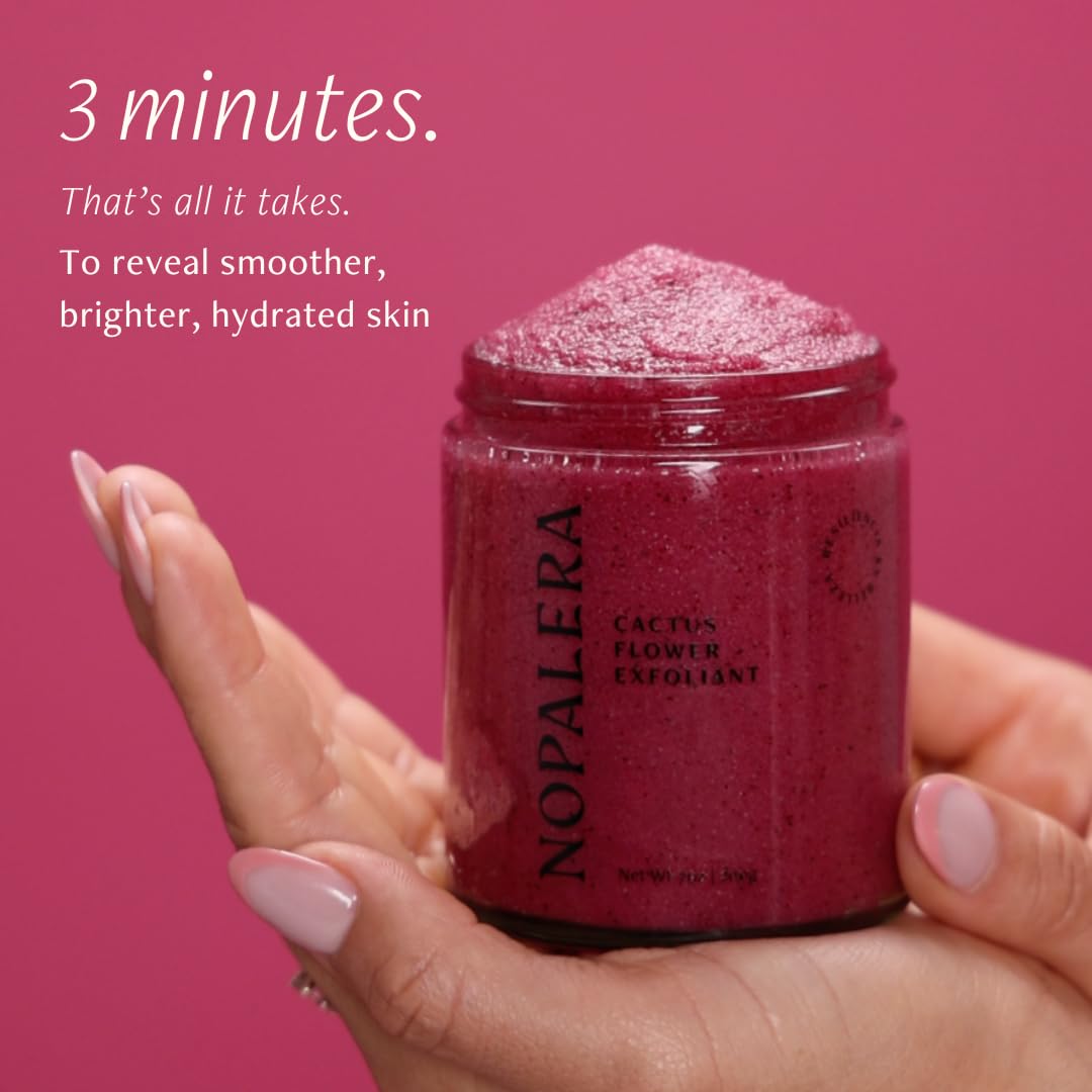 Nopalera Hibiscus Cactus Flower Exfoliant - Exfoliating Face & Body Scrub, 3-in-1 Cleanser, Exfoliator, & Moisturizer, Vegan, Cruelty-Free, Natural Floral Scent, Dye Free, 6 oz.