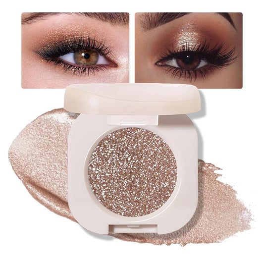Single Nude Gold Brown Shimmer Eyeshadow,Bright Intense Monochrome Eye Shadow,Apply Makeup Easily,Glitter Pressed Powder Single Eyeshadow,24 Hour Eye Makeup Longwear Waterproof
